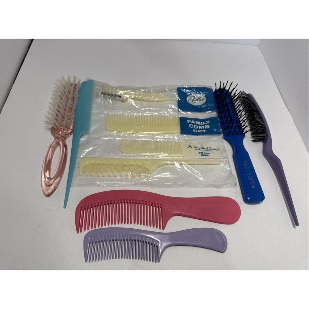 VTG Lot‎ 10 Hair Brushes & Combs Variety Styling Tools